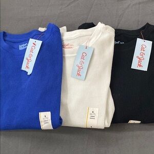 Cat & Jack Long Sleeve tees- Blue, White, and Black
